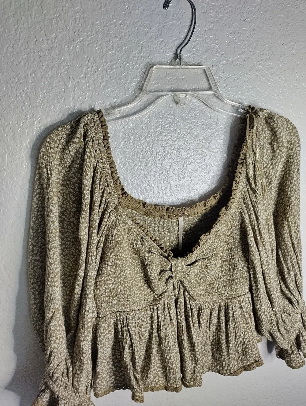 Free People Brittnee Print Smacked Peplum Top Sz Xs